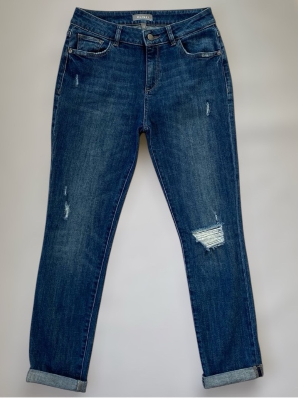 DL1961 Stevie Slim Boyfriend Mid Rise Cuffed Jeans